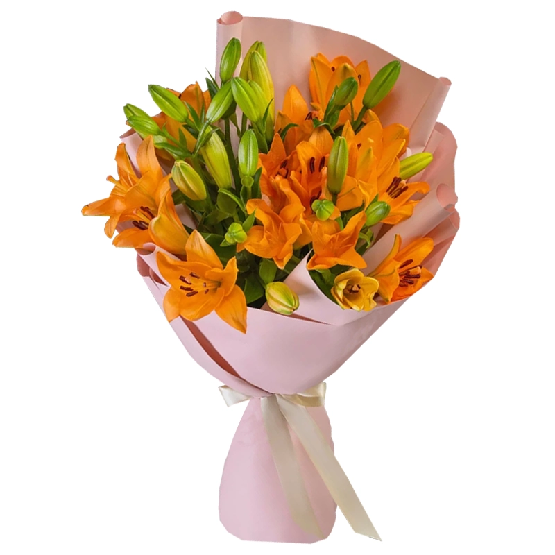 Букет из 7 оранжевых лилий