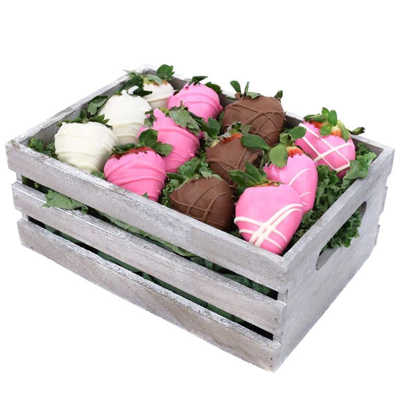 Клубника в шоколаде в деревянном ящике Айя